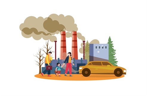 Illustrazione su inquinamento dell'aria in città